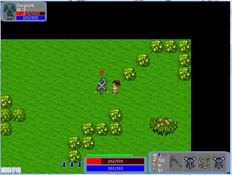 보스1 가고일과의 전투 화면